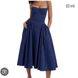 SHEIN Classic Navy Midi Dress